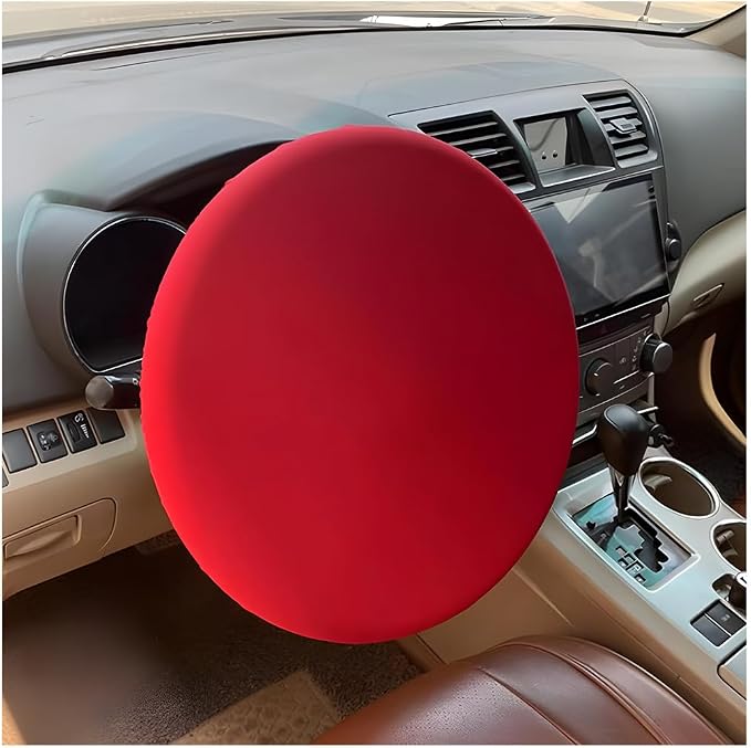 Zpana Car Steering Wheel Sun Shade Cover, Anti Heat Vehicle Steering Wheel Sunshade Shield, Automotive Interior Wheel Sun Block Protector Accessories, Universal for SUV, Sedan, Truck (Red)
