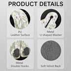 Cute Vintage Wildflower Car Seat Back Storage Headrest Hooks for Purses & Bags – 2PCS PU Leather Dual Metal Hooks, Backseat Organizer Accessories