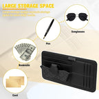 Car Sun Visor Organizer, Multifunctional Visor Storage Pouch with Sunglasses Holder & Card Sleeve Pocket, Auto Interior Organizer Pocket Bag for Pens Cards Documents, Universal Fit (Black)