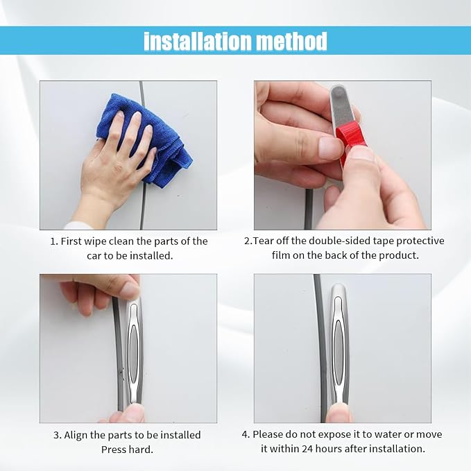 4PCS Car Door Edge Guards, Auto Side Door Protector Car Door Self Adhesive Anti-Collision Trim Strip, Universal Car Body Anti-Scratch Bumper Guard for Car SUV Truck (Silver)