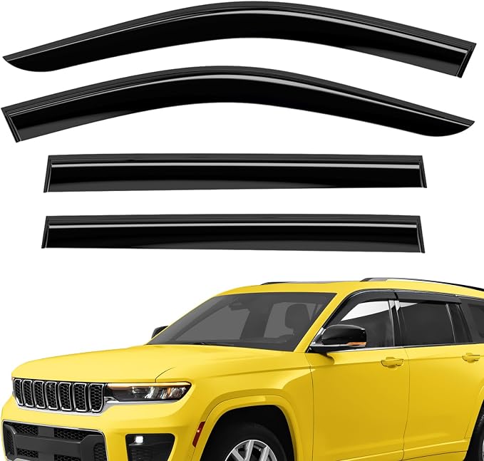 Extra Durable Window Deflectors Tape-On Window Visors Rain Guards Fit for Jeep Grand Cherokee L 2021-2026, Sun Visors, Wind Vent for Shades, Exterior Car Accessories - 4pcs. AG0185