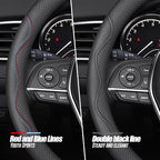 Nappa Premium Leather car Steering Wheel Cover, Non-Slip, Breathable, Universal 15 inches