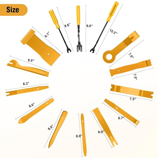 238Pcs Trim Removal Tool, Auto Push Pin Bumper Retainer Clip Set Fastener Terminal Remover Tool Adhesive Cable Clips Kit Car Panel Radio Removal Auto Clip Pliers, Yellow