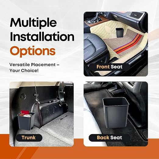 Car Trash Can Waterproof Vehicle Garbage Bin, Leakproof Anti Slip Floor Mat Clip Trash Bag Holder for Car, Truck, SUV, Van Portable Auto Trash Container with Stability Clips (Gray, Small)