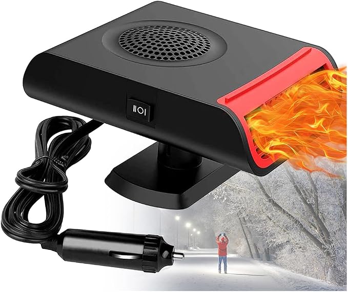 Car Heater,12v Portable Heater For Car,360° Rotatable Quick-Heating Defroster And Demister For For Cigarette Lighters Of Cars, Trucks, Rvs, And Campervans,Christmas Gifts (Black)