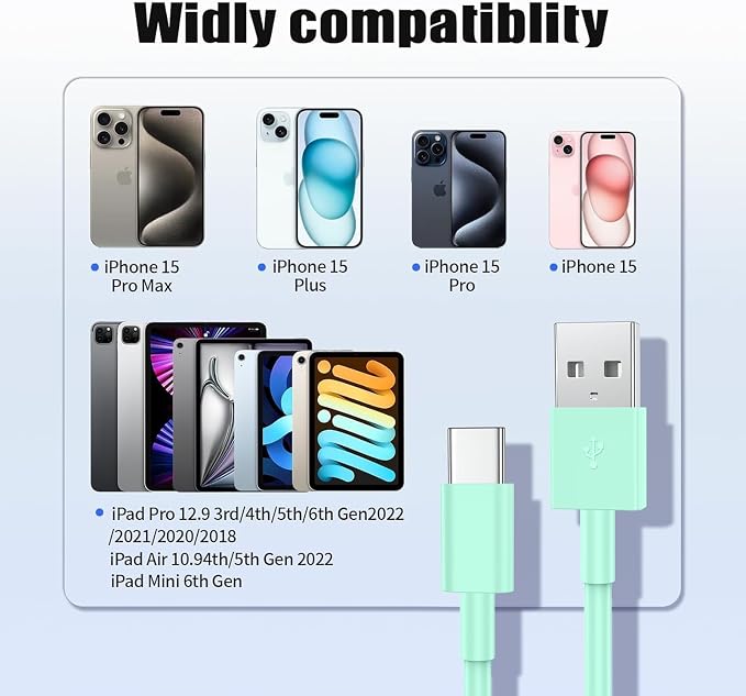 3ft / 6ft Car Carplay Cable for Apple iPhone 17 Pro Max/17 Air/16 Pro /15 Plus, Long USB A to USB C Car Play Charger Cord, iPad Pro 12.9/11,10th,Air 5th/4th,iPad mini 6th Gen Charging Cable 3/6 Feet