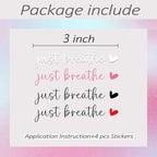 4 xJust Breathe Rear View Mirror Sticker,Rearview Mirror Decal,Car Accessories For Women,Motivational Stickers,Water Bottle Laptop Bumper Tumblers Sticker,Vanity Mirror Stickers,Car Window Decal