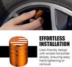 American Flag Tire Valve Stem Caps - (5 Pack) Metal Air Caps with Plastic Liner, Corrosion Resistant, Leak-Proof, Universal Stem Covers for Cars Trucks Motorcycles and Bikes - Orange