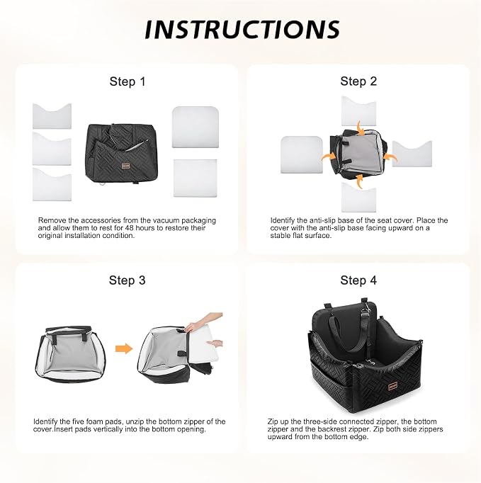 Dog Car Seats for Small Medium Dogs Under 35lbs, Waterproof PU Leather Dog Booster Seat with Detachable Cover, Thickened Memory Foam Pet Car Seat with Safety Belt and Storage Pockets