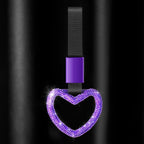 Bling Car Accessories Bling Heart Handle Ring Car Accessory for Women Hand Strap Drift Charm Rear Bumper Warning Ring Decor for Auto Bus Interior Exterior Decoration (Purple, Heart Style)