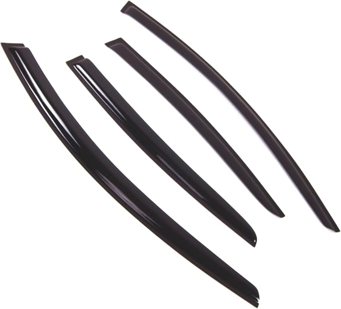 WD2-619 Dark Smoke 4 Pcs Set Window Visor (Outside Mount) Deflector Rain Guard Compatible with 2011-2017 Buick Regal