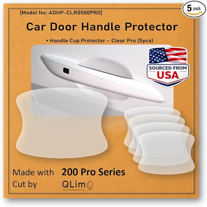 [3M]-5pcs(Pro) Customized Car Door Handle Cup Protector Made with 3M Paint Protection Film Pro Series, Clear(Transparent), Anti Scratch, Universal Fit for Most Cars (Clear Pro/5pcs)