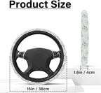 Leaf Steering Wheel Cover, Cute Print Steering Wheel Cover Protector, Ultra Thin Breathable Non-Slip, Car Accessories for Women, for Steering Wheel with a Diameter of 14.5"-15"