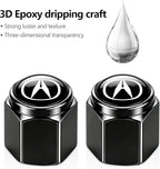 Tire Valve Stem Caps Cover for Acura Metal Car Wheel Air caps Auto Valve Stem Caps Accessories 4 Pack Black