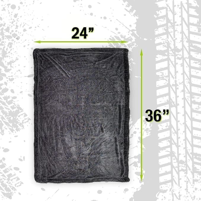 Mega Car Drying Towel - Holds Up to 9 lbs, No Streaks, Scratches, or Water Spots | 1200 GSM Microfiber Double Twist Pile & Edgeless Design, 1 Quick & Effortless Dry, 2 Pack - 24” x 36”