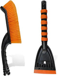 26" Snow Brush and Ice Scraper for Car Windshield – 2 in 1 Winter Snow Removal Tool with Detachable Ice Shovel – Universal Snow Scraper with Ergonomic Foam Grip, No Scratch Broom for SUV Truck(Orange)