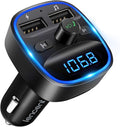 FM Transmitter, Bluetooth FM Transmitter Wireless Radio Adapter Car Kit with Dual USB Charging, Audio Receiver Car Charger MP3 Player, Support Hands-Free Calling, TF Card & USB Disk