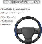 Car Steering Wheel Covers Universal 15 inch Fit Almost Car Blue Rose Steering Wheel Covers Comfortable Soft Sweat Absorbing Steering Wheel Stretch-on Protector Cover Auto Decoration