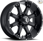 991B ASSAULT Wheel Black 16X8"5X127.5 Bolt Pattern 0mm Offset/(4.5"B/S) 8 Spoke Aluminum Passenger Car Wheels, Full Size Replacement Black Car Rims