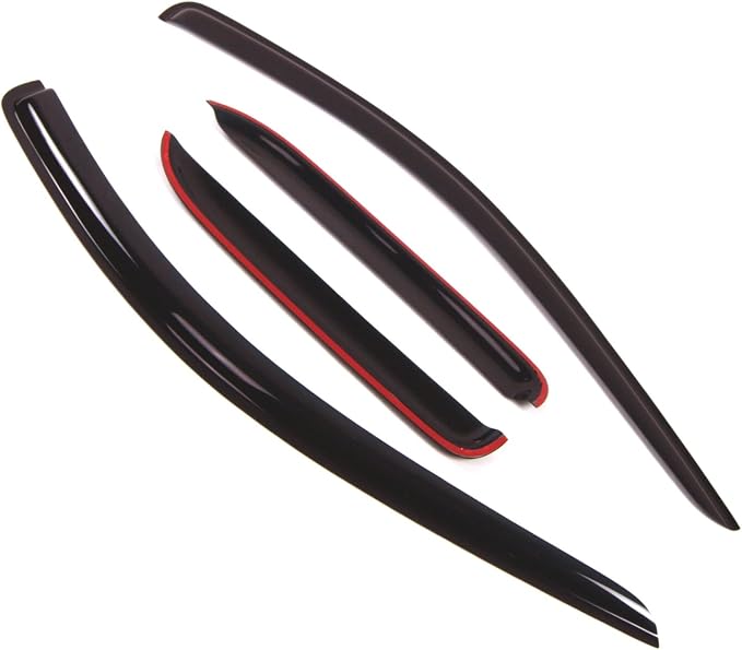 Outside Mount Window Vent Visors Rain Guards Compatible with Dodge Ram 3500 Quad 2002-2009 | Side Window Wind Deflectors Rain Shields | Black Tinted, 4 Pcs Set, BGWV-132-3