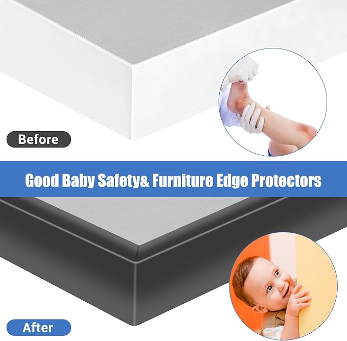 Big Size Rubber Edge Trim, 2-1/2 inches Self-Adhesive U Channel Edge Protector for Woods, Flexible U Shaped Peel and Stick Edge Banding, Edge Guard, Fit 2.5"(63mm), 20Ft, Black