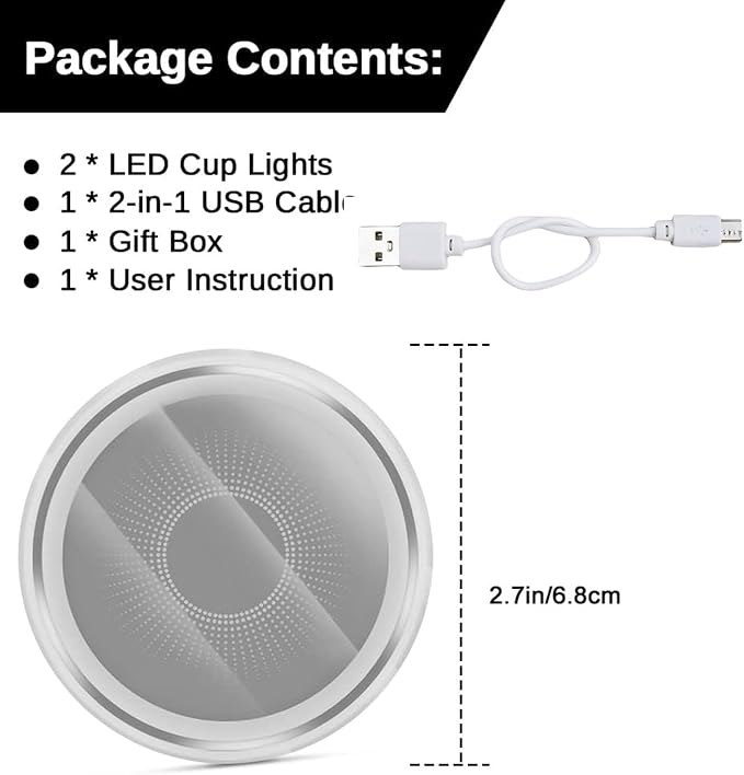 2PCS LED Car Cup Holder Lights, Light up Car Coasters for Cup Holders 7 Color-Changing Light Up Cup Holder Insert Coasters, Waterproof Car Accessories for Teens, Car Gifts for Men & Women