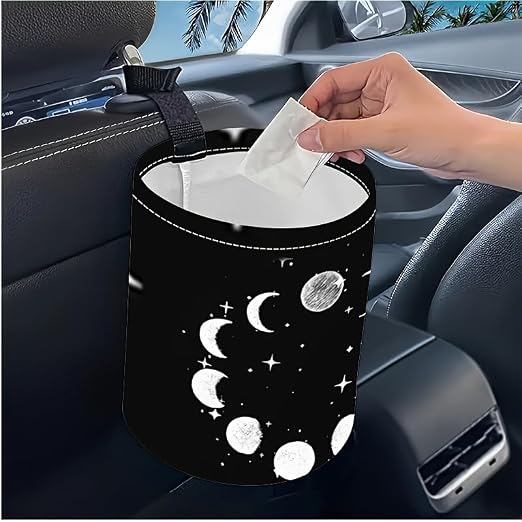 Portable Reusable Waterproof Car Trash Bin, Sun and Moon | Multipurpose Vehicle Organizer, Road Trip Essentials