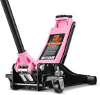 3 Ton Low Profile Floor Jack, Heavy Duty Steel Hydraulic Car Jack with Dual Pistons Quick Lift Pump, Hydraulic Racing Floor Jack, Lifting Range 3" to 20", Pink