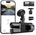 WiFi 1080P 3 Channel Dash Camera for Car Front and Inside Dashcam Car Security Video Recorder,170°Wide Angle Vehicle Cam,WDR,G-Sensor,Loop Recording,Night Vision (WiFi 3Channel Dash Cam With 32G Card)