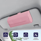 Sunglasses Holder for Car Sun Visor, Sunglass Organizer for Car, Magnetic Leather Eyeglasses Protective Storage Case, Waterproof Glasses Organizer Visor Accessories for Vehicles (Pink)