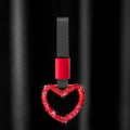 Bling Car Accessories Bling Heart Handle Ring Car Accessory for Women Hand Strap Drift Charm Rear Bumper Warning Ring Decor for Auto Bus Interior Exterior Decoration (Red, Heart Style)