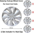 Hubcap Wheel Cover Replacement R14 Hub Caps Universal-Fit Steel Wheel Rim Cover ABS Material Exterior Accessories for Car Truck SUV -Set of 4（14-inch，Silver）