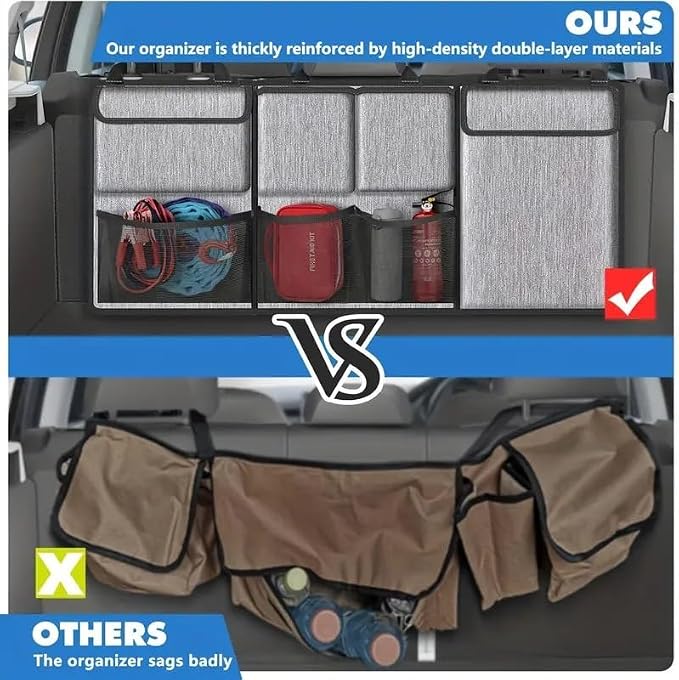 Car Trunk Organizer for Acura MDX 2007–2013, Large Capacity Hanging Rear Seat Organizer, Foldable Backseat Trunk Organizer for SUV Cargo Storage | multiple storage pockets keeps tools, groceries, emergency supplies and travel essentials neatly organized