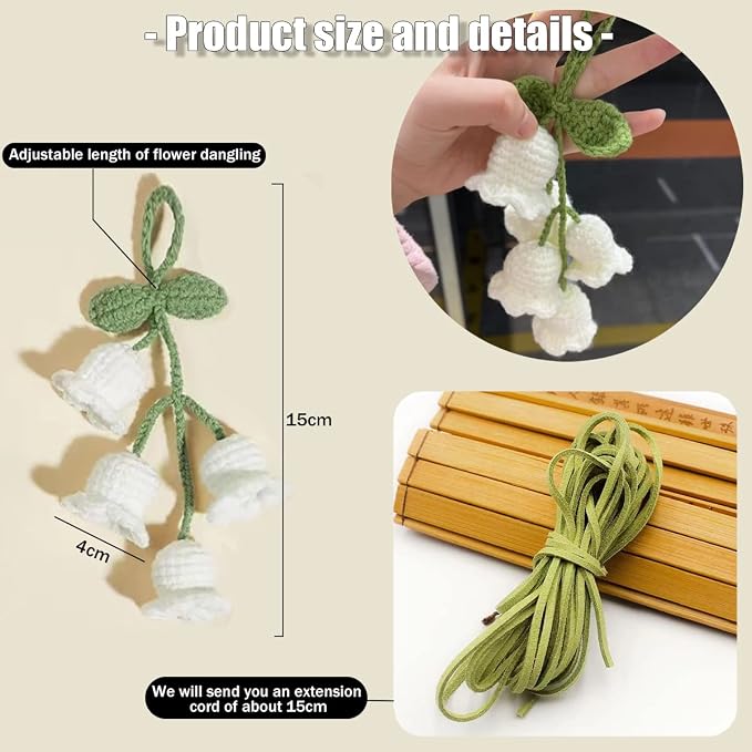 Handmade Knitted Rear View Mirror Pendant Ornament, Cute Car Accessories Aesthetic, Kawaii Car Decor for Home Decorative Pendants