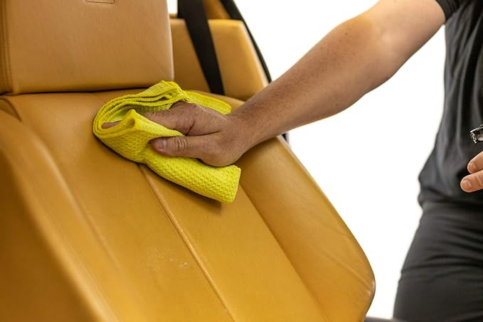 Standard Waffle Weave Microfiber Towels (3-Pack) Detailing, Window, Glass and Drying, Wax & Polish, Lint-Free, Streak-Free, 370gsm, 16in x 16in, Yellow