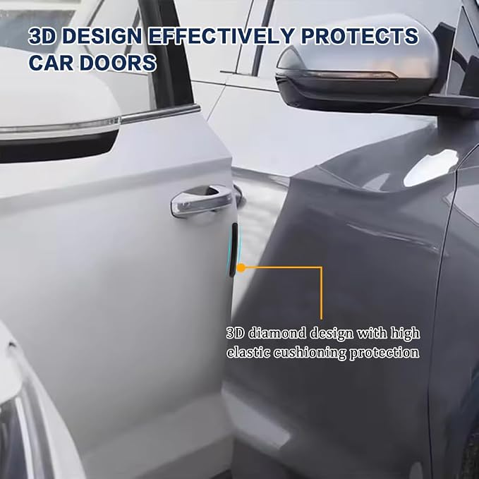 4PCS Silicone Car Door Edge Guard, Car Door Protector, Self Adhesive Crash Scratch Strips Accessories Protector, Auto Accessories Decorative Anti-Collision Strip for Sedans Truck SUV (Black)