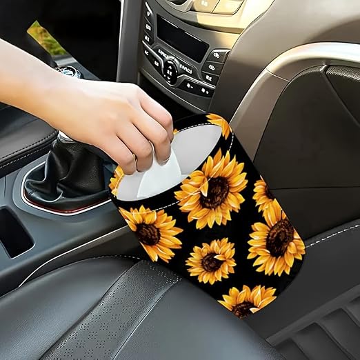 Portable Reusable Waterproof Car Trash Bin, Multipurpose Vehicle Organizer, Road Trip Essentials (sunflower2)