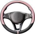 Breathable Car Steering Wheel Cover 16 inch Auto Universal Leather Wrap Non-Slip Steeringwheel Protector Automotive Interior Accessories, Pink (Suit for 15.5-16 inch)