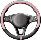 Breathable Car Steering Wheel Cover 16 inch Auto Universal Leather Wrap Non-Slip Steeringwheel Protector Automotive Interior Accessories, Pink (Suit for 15.5-16 inch)