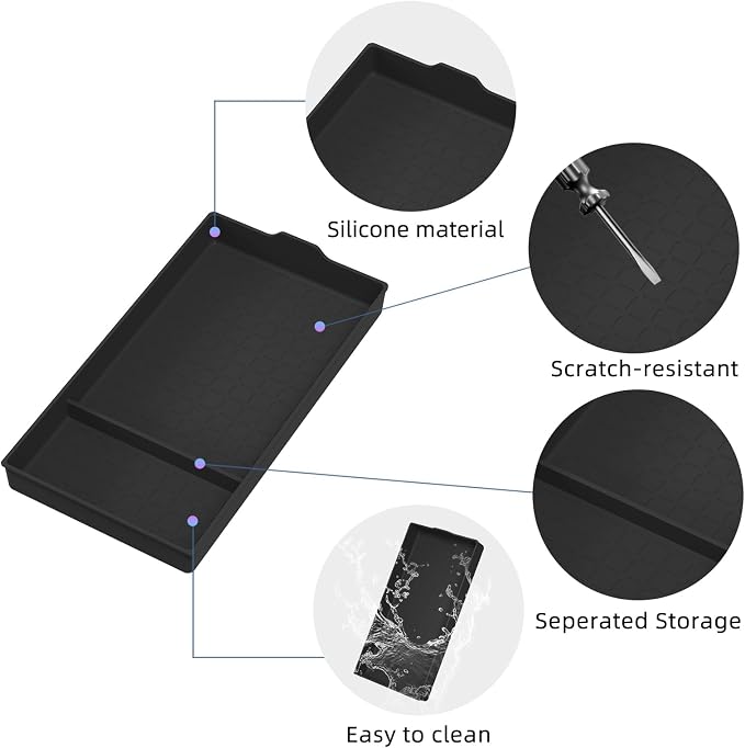 Center Console Bottom Organizer for Toyota RAV4 2026 Central Control Armrest Lower Storage Box Insert Tray Silicone Interior Auto Accessories Black
