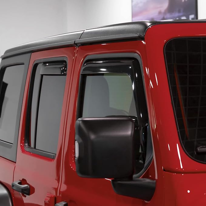 Voron Glass in-Channel Extra Durable Rain Guards for Jeep Wrangler JL 2018-2026/Jeep Gladiator 2020-2026,Window Deflectors,Vent Window Visors, 4 Pieces - 220102
