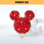 Bling Car Tire Valve Stem Caps, 4PCS Dustproof Crystal Rhinestone Cartoon Mouse Design, Sparkling Attractive Auto Wheel Decoration Accessories, Universal Fit (Red)