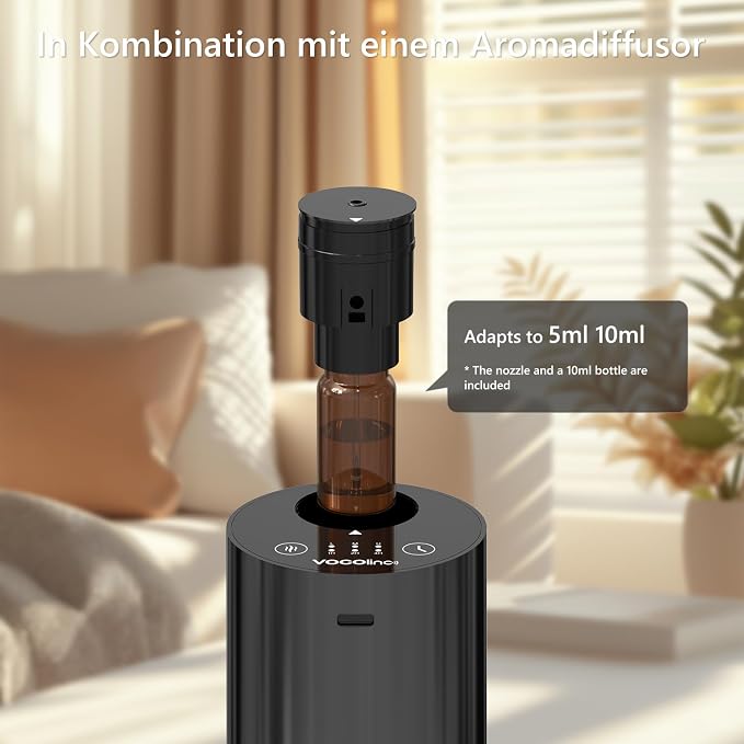 Waterless Diffuser for Essential Oil Starter Kit with 10mL Hotel Scent Fragrance Oil, Battery Operated Nebulizer, Mini Scent Air Machine, 3 Timers & 3 Mist Levels for Home, Room, Car, Office
