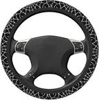 Elastic Spider Web Car Steering Wheel Cover Protector Upgrade Thicken,Halloween Black,Anti Slip Stretchy Soft Car Interior Decor Accessories for Diverse Cars Truck SUV for Men Women Universal 15 Inch