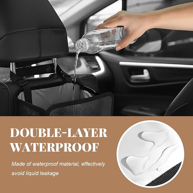 Car Trash Can, Bling Rhinestone Crystal Waterproof Hanging Garbage Bag for Car Interior, Oxford Leakproof Foldable Waste Organizer Trash Bin Universal for Most Vehicles (AB)