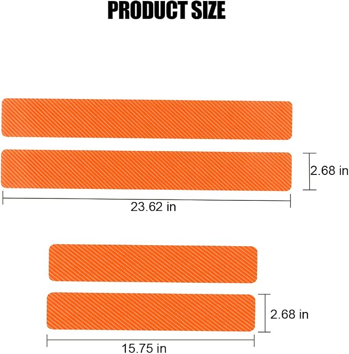 4PCS Car Door Sill Protector, 3D Carbon Fiber Vehicle Entry Edge Guard Trim, Anti-Scratch Automotive Threshold Sill Cover Strips Accessories, Universal for SUV, Sedan, Truck (Orange)