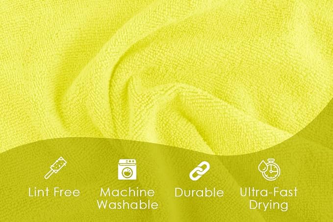 Microfiber Cleaning Cloths (Value Pack of 48) - Size 16 x 16 Inches, Highly Absorbent Cleaning Rags, Lint Free, Reusable and Washable, Microfiber Towels for Cars