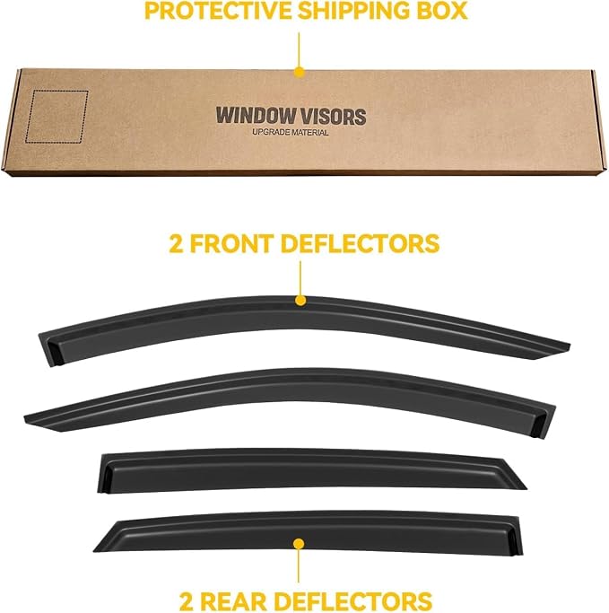 Rain Guards for 2018-2023 Honda Accord Sedan, Out-Channel Window Visor Shields Vent Deflector Shade Wind Dark Smoke 2019 2020 2021 2022 18 19 20 21 22 23, Tape-On Outside-Mount, 4PCS