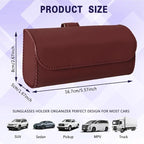 Sunglasses Holder for Car Sun Visor, Sunglass Organizer for Car, Magnetic Leather Eyeglasses Protective Storage Case, Waterproof Glasses Organizer Visor Accessories for Vehicles (Wine Red)