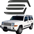 Side Window Visor Wind Vent Deflector fit for 2006-2010 Jeep Commander,4pcs Out-Channel Tape-On Dark Smoke Sun Rain Guards Set 94117